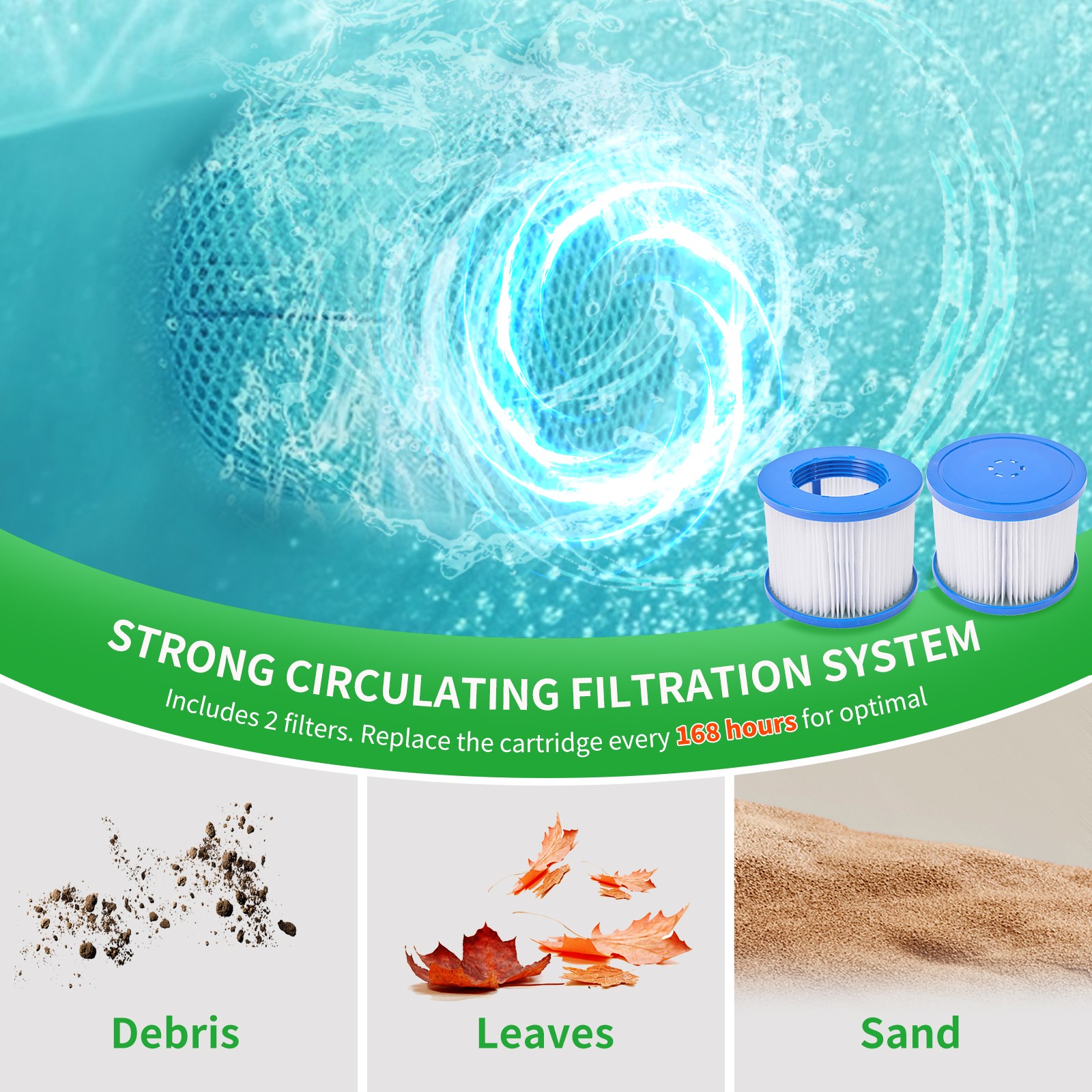 Meulbaty Inflatable Spa 4-6 Pers Hot Tub 240 Gal with 130 Air Jets, 73”X73”X25”