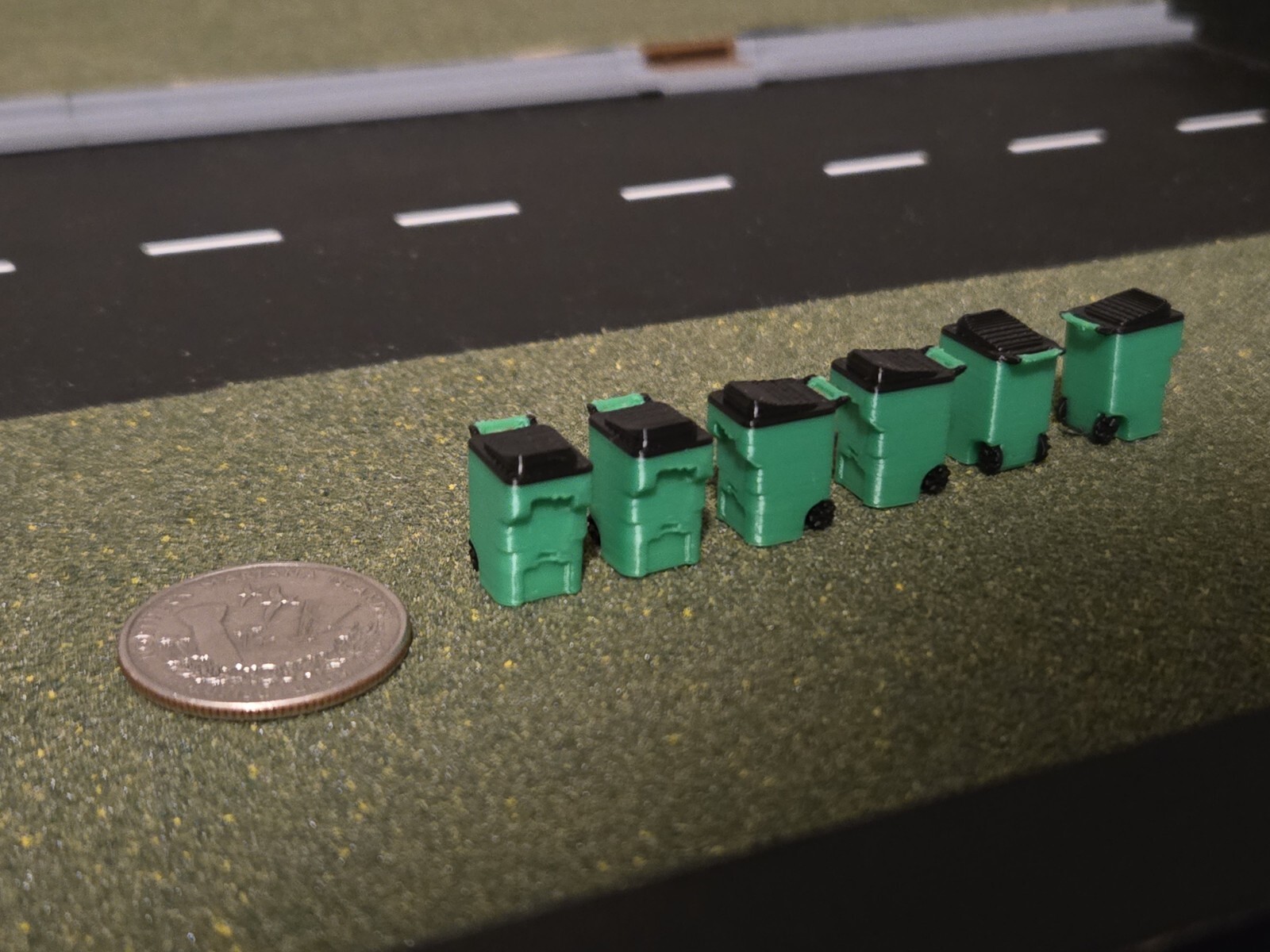 1/87 Scale Trash Bins *6 Pack* in Green