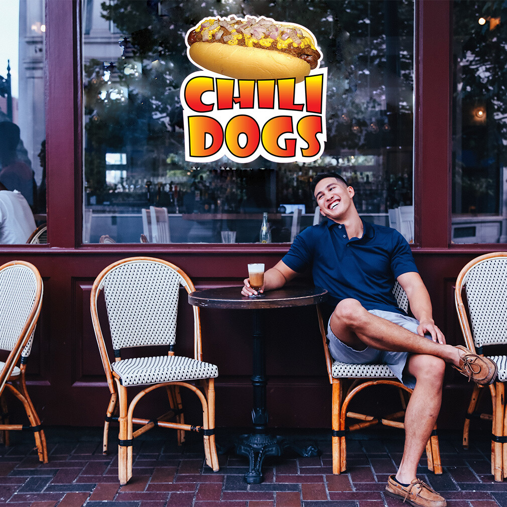 Food Truck Decals Chili Dogs Style B Restaurant & Food Concession Sign Yellow