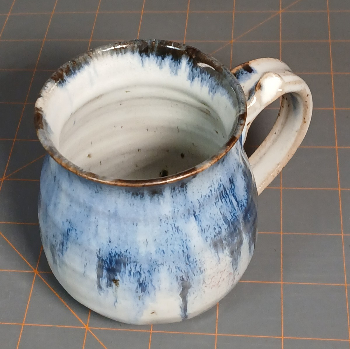 Durango Art Pottery Cup Signed Blue Variegated Drip Glaze