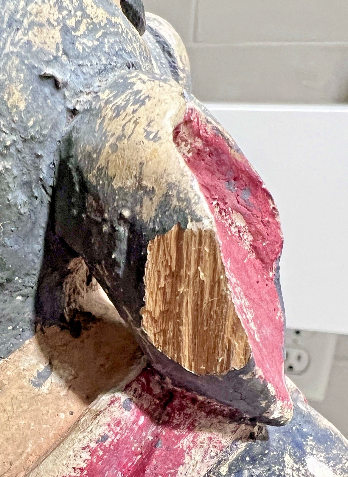 Vtg 20" Wood Folk Art Statue Pig-Headed Humanoid Hand Carved Peruvian Andean