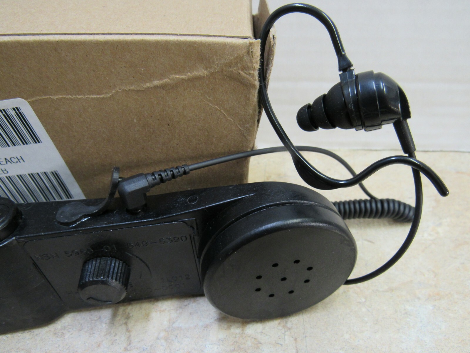 H-250 VCEB US Military Radio Handset with Ear Bud Assembly NIB Volume Control