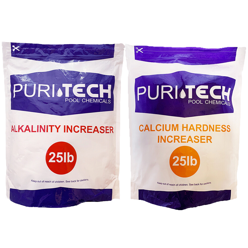 Puri Tech Chemicals Calcium Hardness Increaser & 25lb Alkalinity Increaser Kit