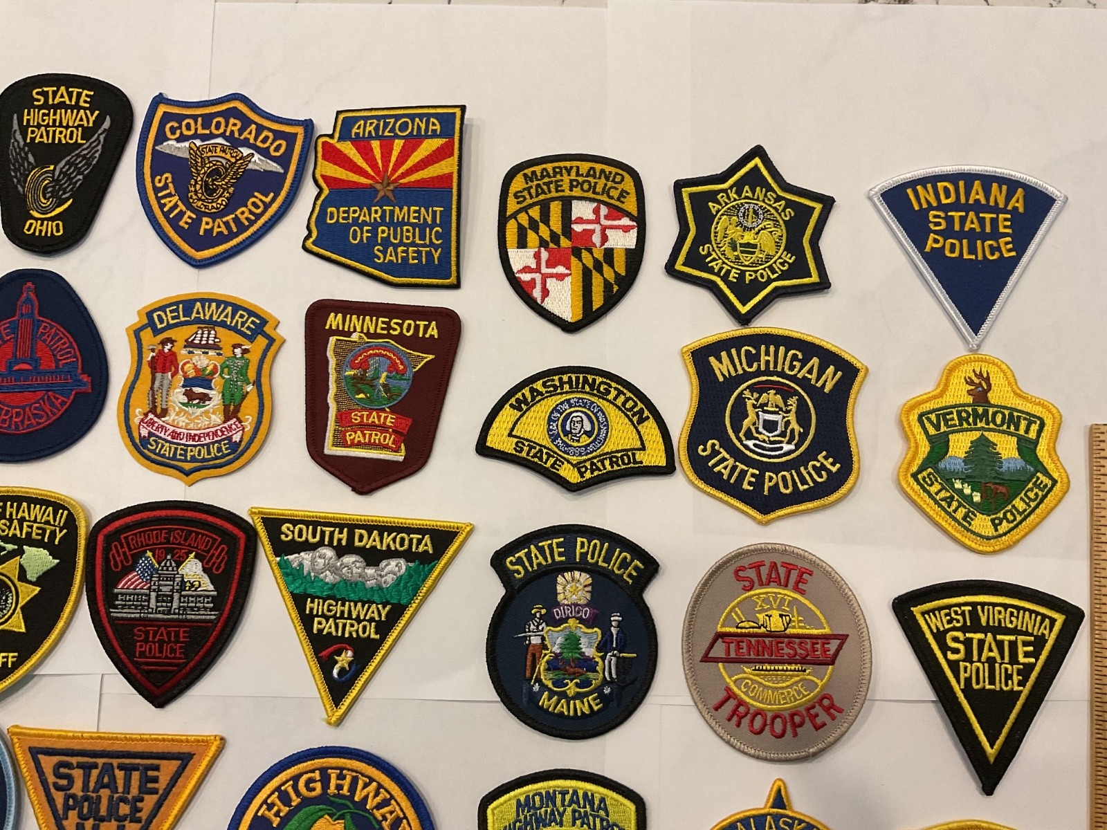 Police collectors patch set 50 pieces state patches. All hat size smaller patch