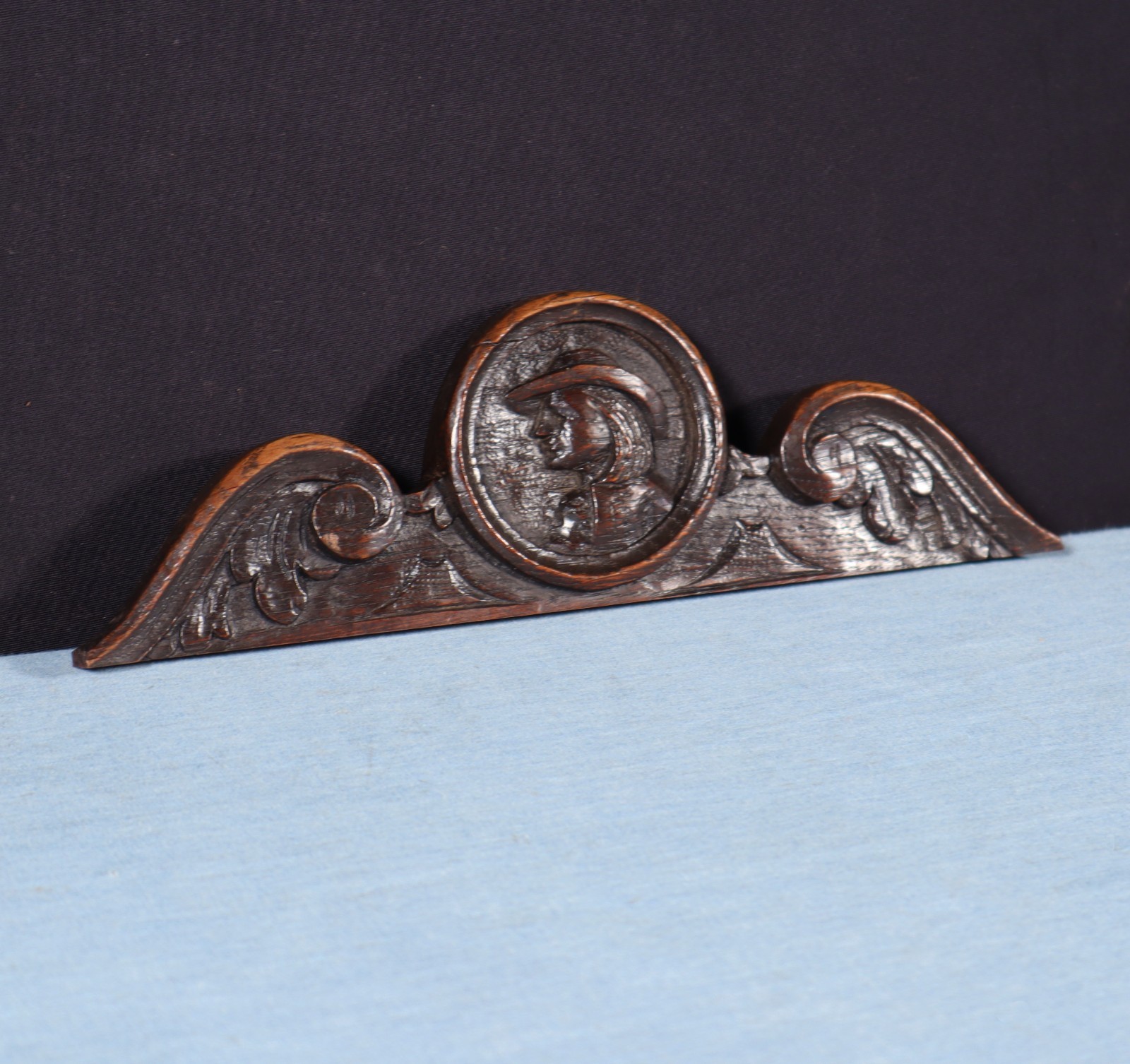 10" Wide Antique French Breton Crest in Solid Chestnut Wood Highly Carved