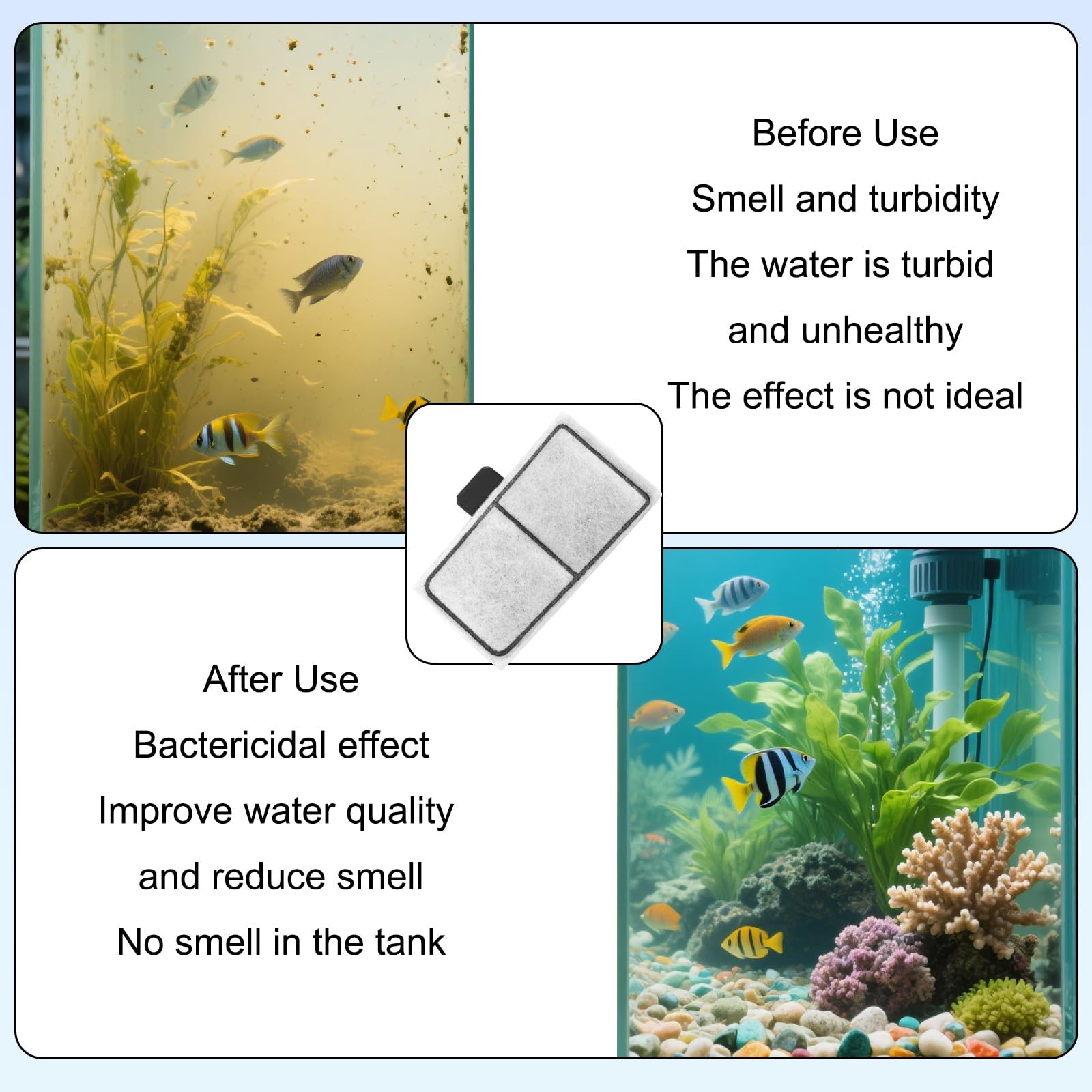 6pcs Filter Cartridges Compatible with Top Fin EF-S & BF5 white, black