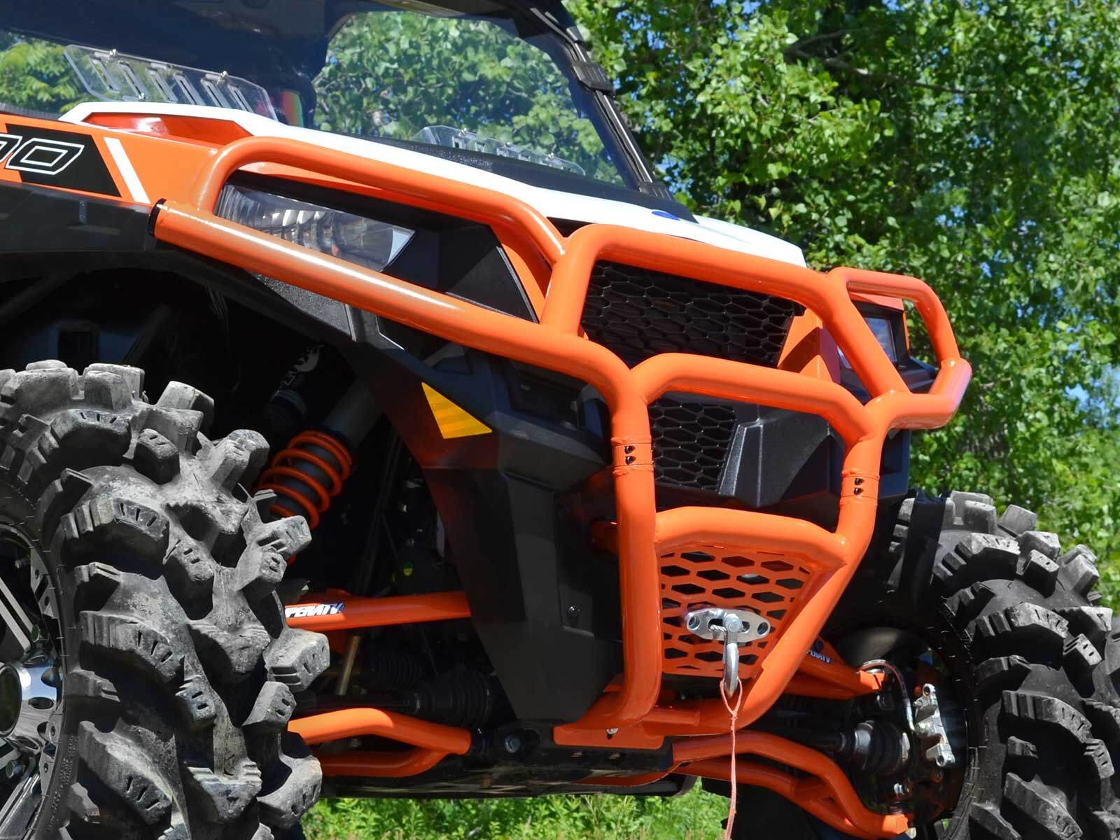 SuperATV Heavy Duty Orange Front Bumper for Polaris General/See Fitment