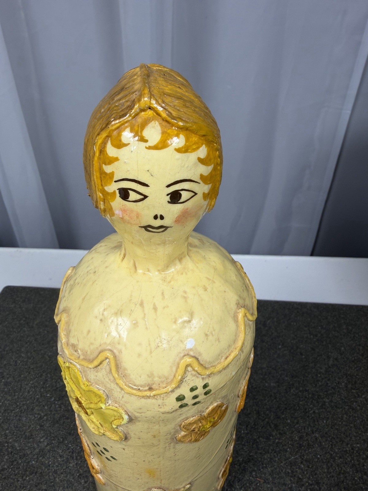 Rare Jeanne Valentine S.A. Handcrafted MCM Woman Florals, Paper Mache