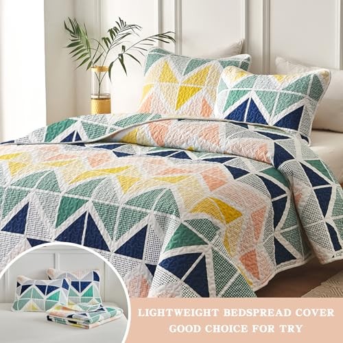 3 Piece Queen Reversible Floral Quilt Set White Red Green Queen (90x90) Flower