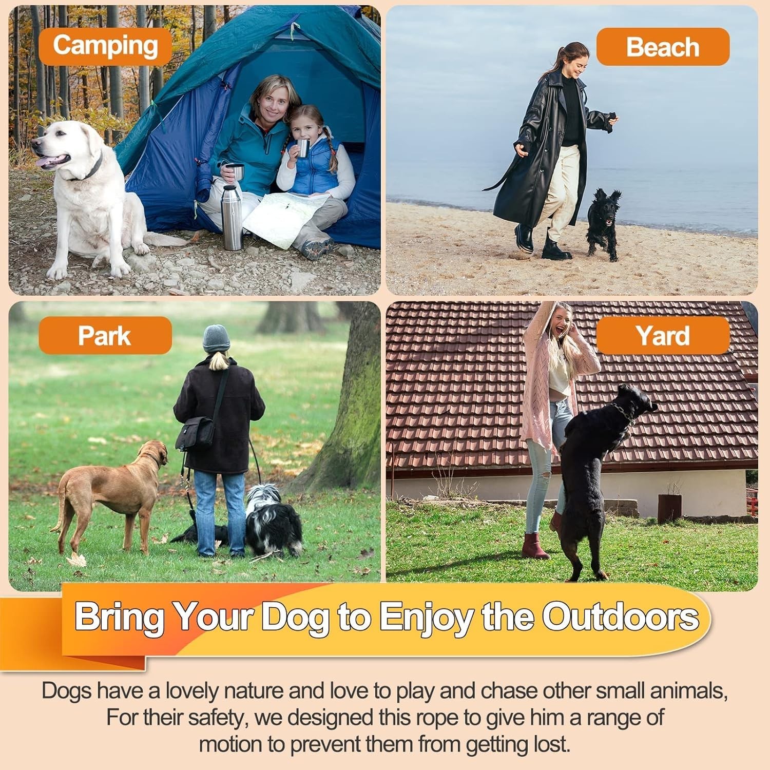 50ft Heavy Duty Dog Tie Out Cable for Large Dogs Up to 125lbs Yard Tether Line