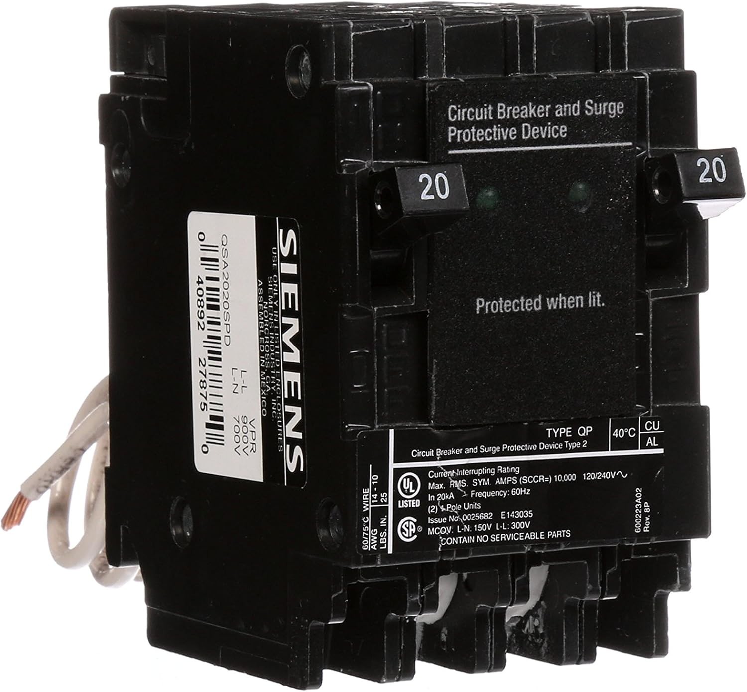 SIEMENS QSA2020SPD 20A 240V