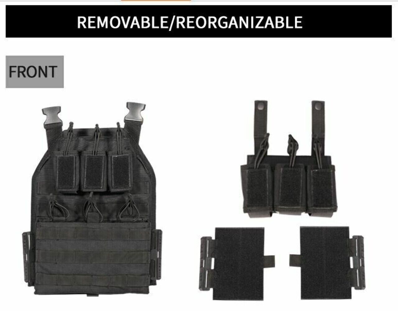 Urban Assault Black Storm Tactical Vest Plate Carrier W/ Level III Armor Plates