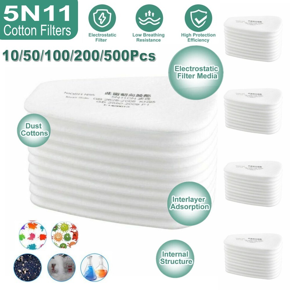 10-500Pcs 5N11 Cotton Filters Replacement for 6200 6800 7502 Respirator Filters