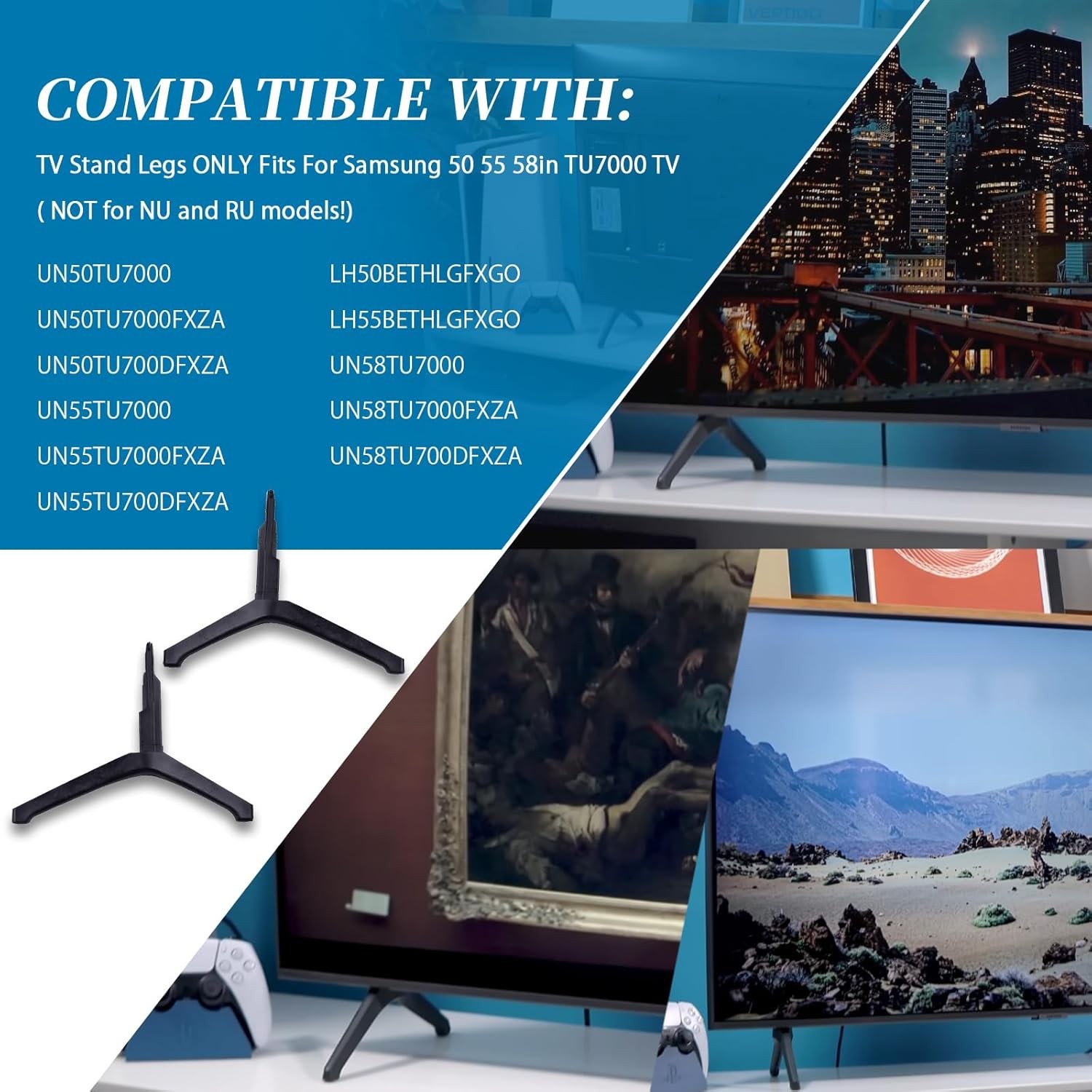 TV Stand Legs BN63-18871A BN63-18877A For Samsung UN50TU7000FXZA UN55TU7000FXZA