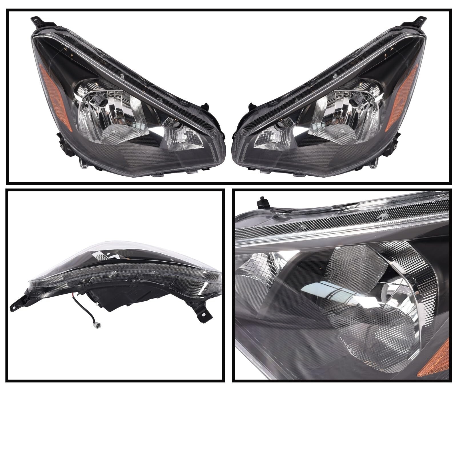 Headlight W/O Bulbs for Mitsubishi Mirage G4 Sedan Pair Halogen Head Lamp