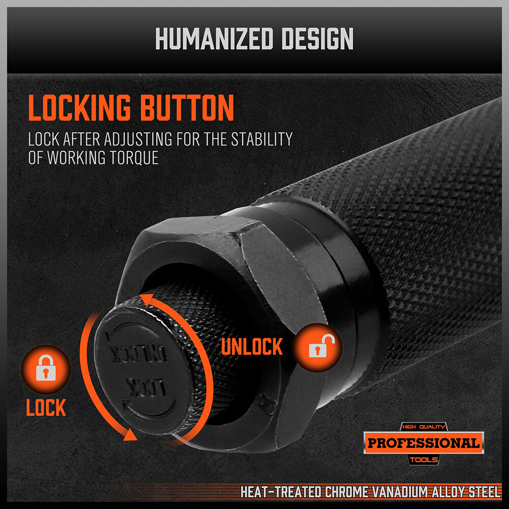 1/4" Torque Wrench Snap Socket Professional Drive Click Ratcheting Reversible