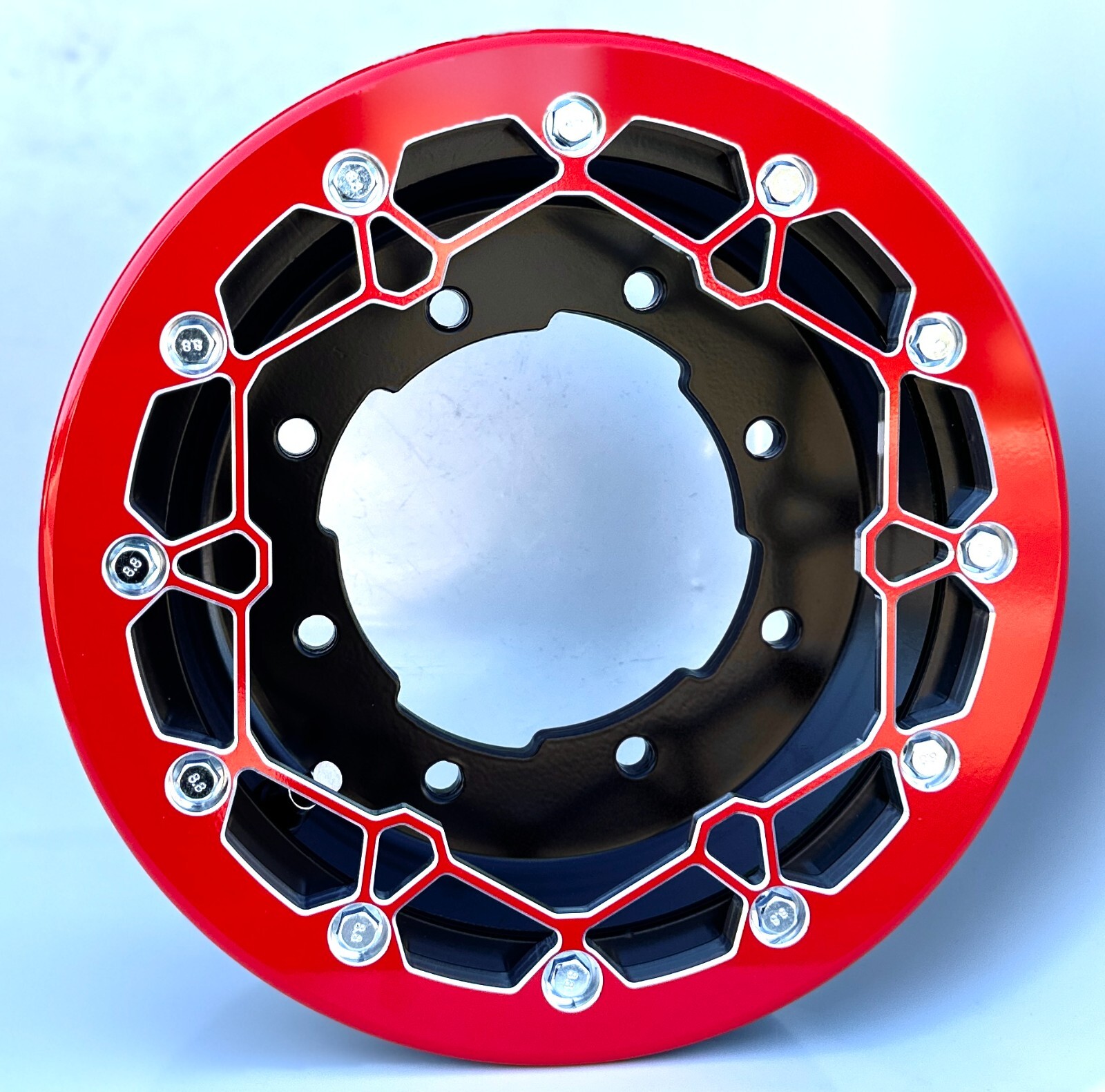 Alba Racing Billet Crusher 10" Atv Beadlock Rings fit DWT & Goldspeed Red