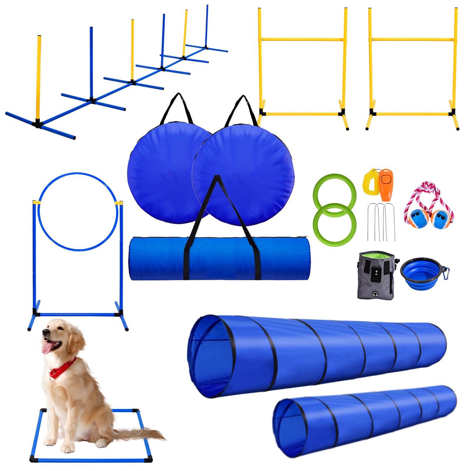 Dog Agility Training Equipment Set, Obstacle Course Starter Kit for Pet Outdoor