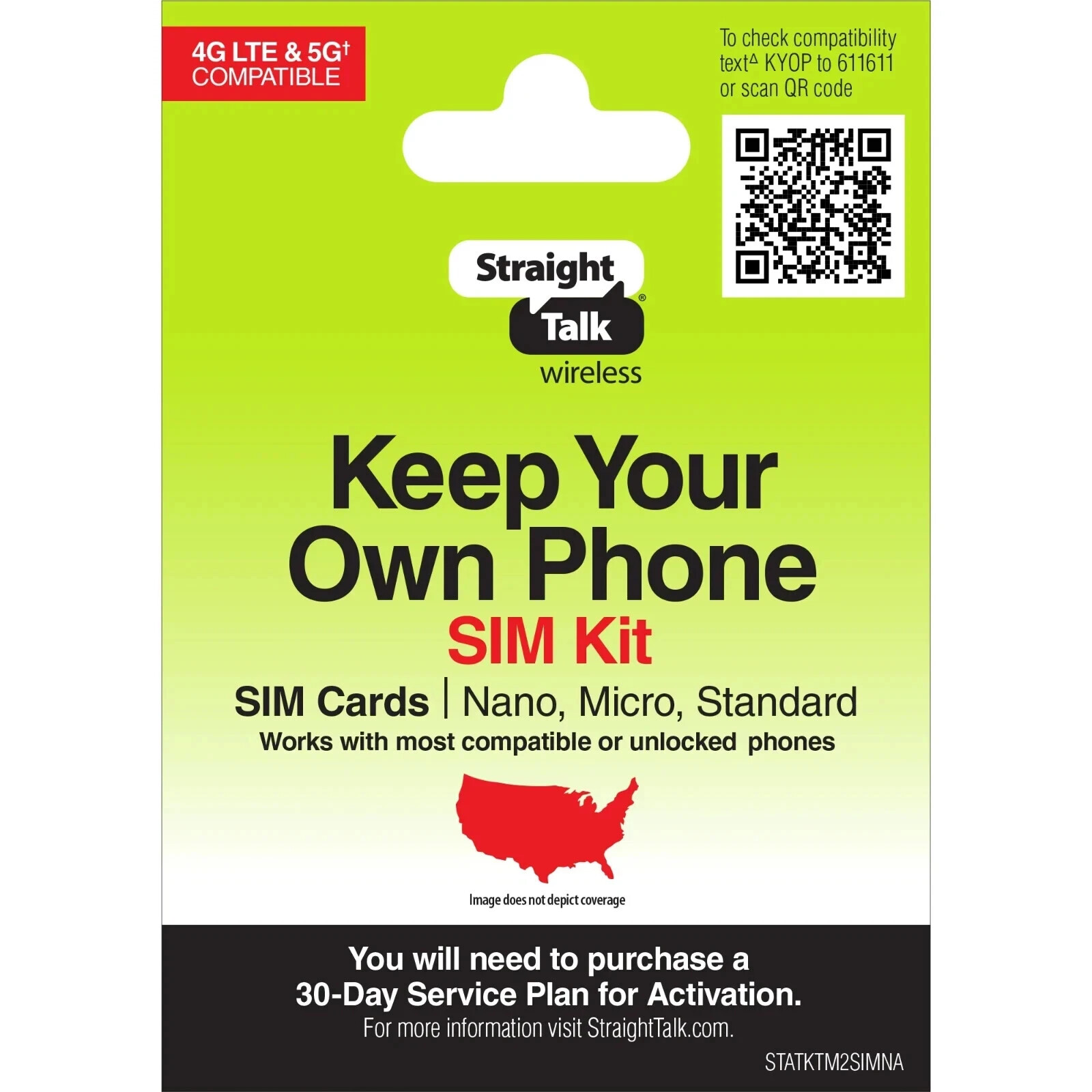 Straight Talk Keep Your Own Phone SIM Kit, No Airtime - Prepaid