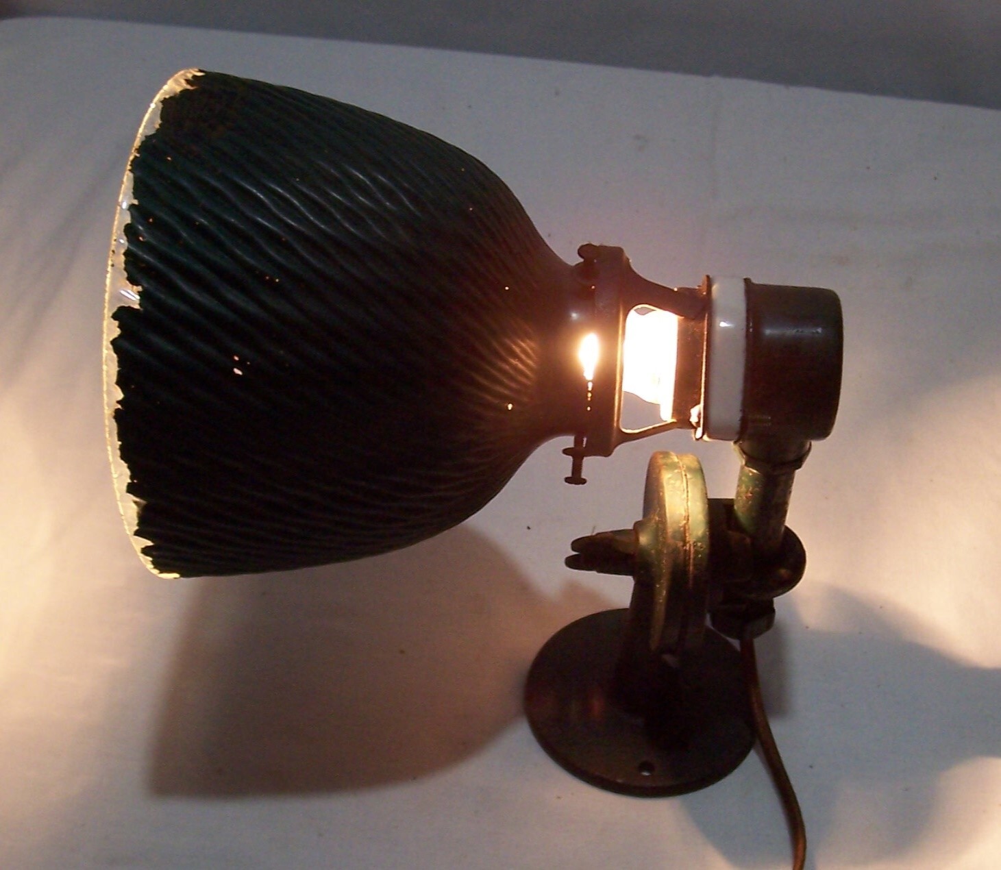 Antique Curtis X-ray Shade Light Fixture Vtg Cast Art Porcelain Chicago USA #G2