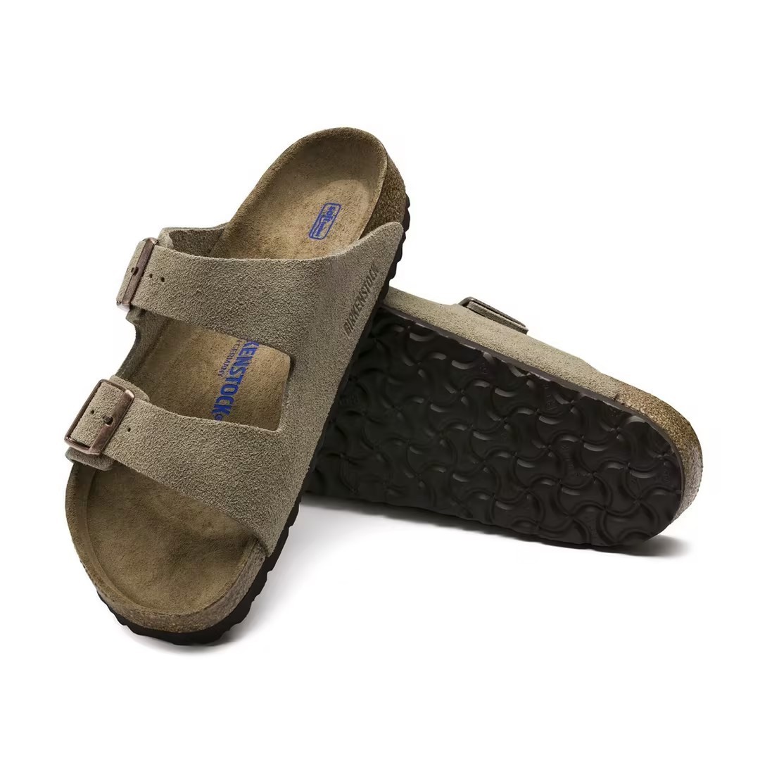Birkenstock Arizona Soft Footbed Sandals Taupe Suede Leather Shoes EU37-45