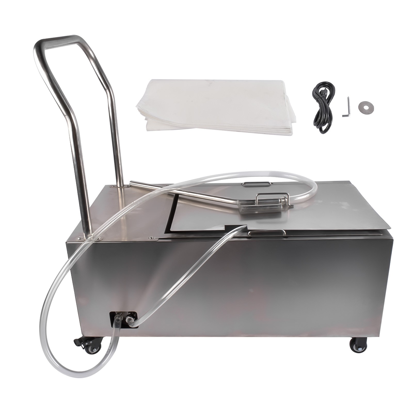 Commercial 55L Fryer Oil Filter - Mobile 304 Stainless Steel w/ Wheels & Pump