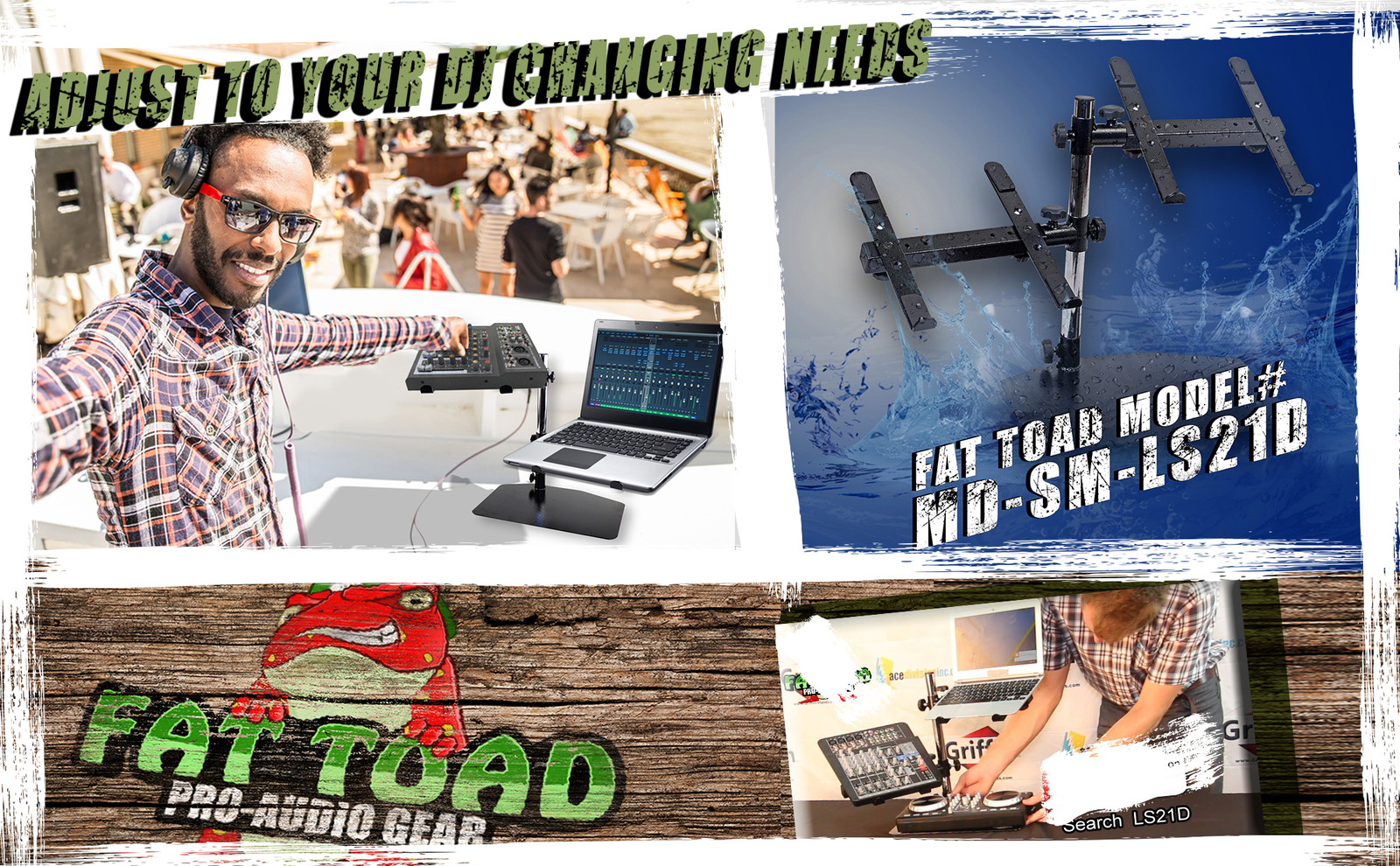 Double DJ Laptop Stand - 2 Tier PA Equipment PC Table Monitor CD Player Speakers