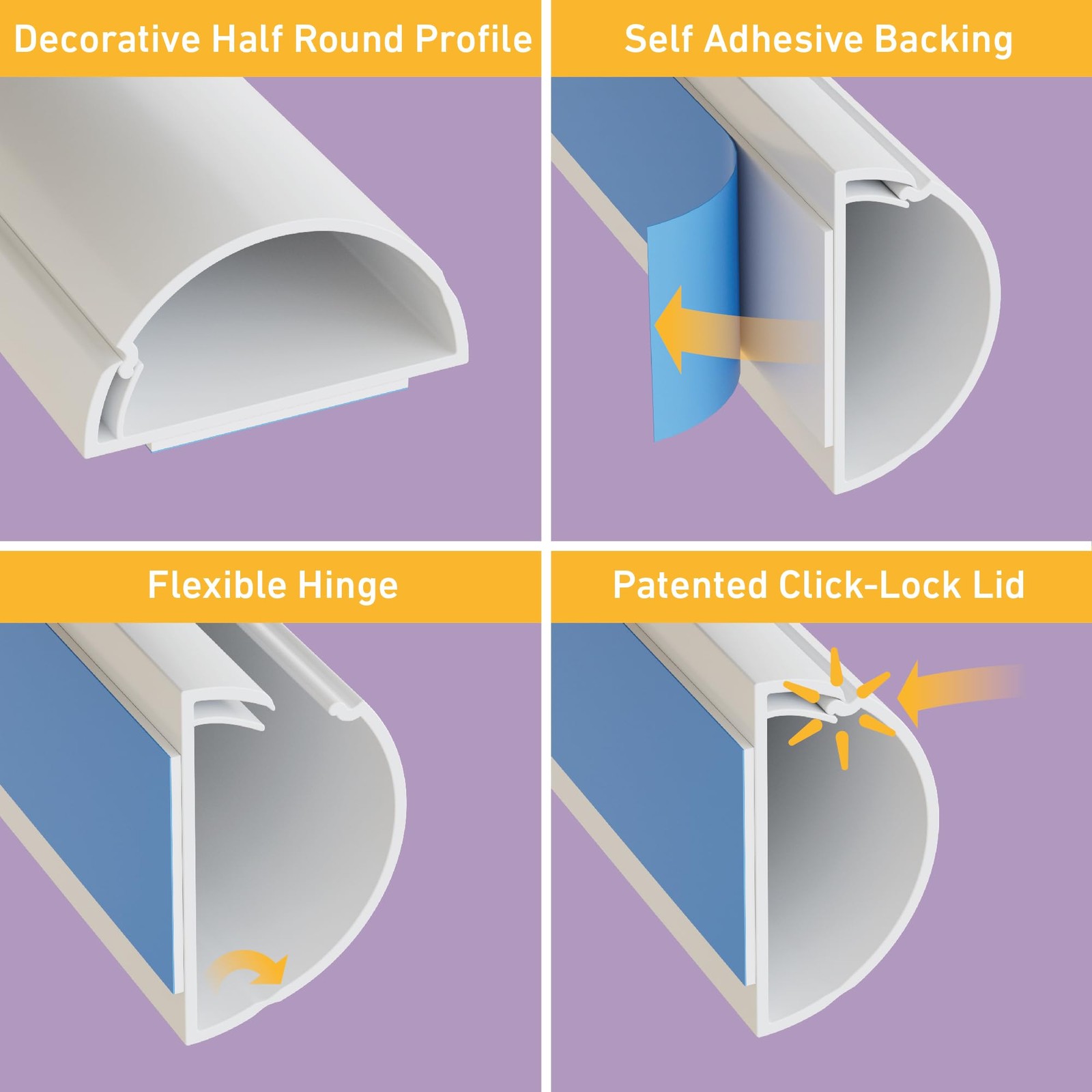 TV Wire Hider, Half Round Cord Cover for Wall Mount TV, Hinged One-Piece Race...