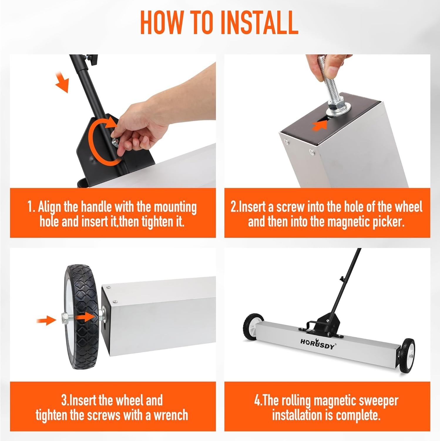 36-Inch Rolling Magnetic Sweeper with Wheels 40-Inch Telescoping Magnetic Pick