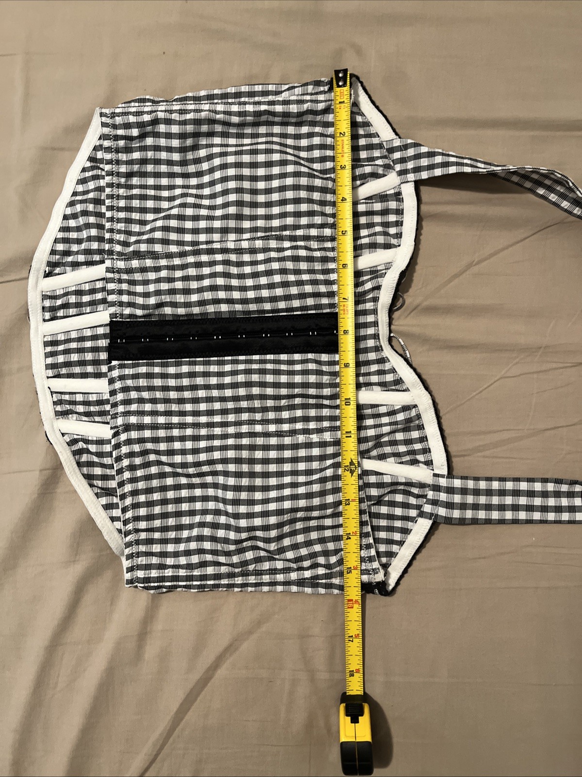 Out From Under Betty Gingham Corset Top Large Boned Black/White Western Romantic