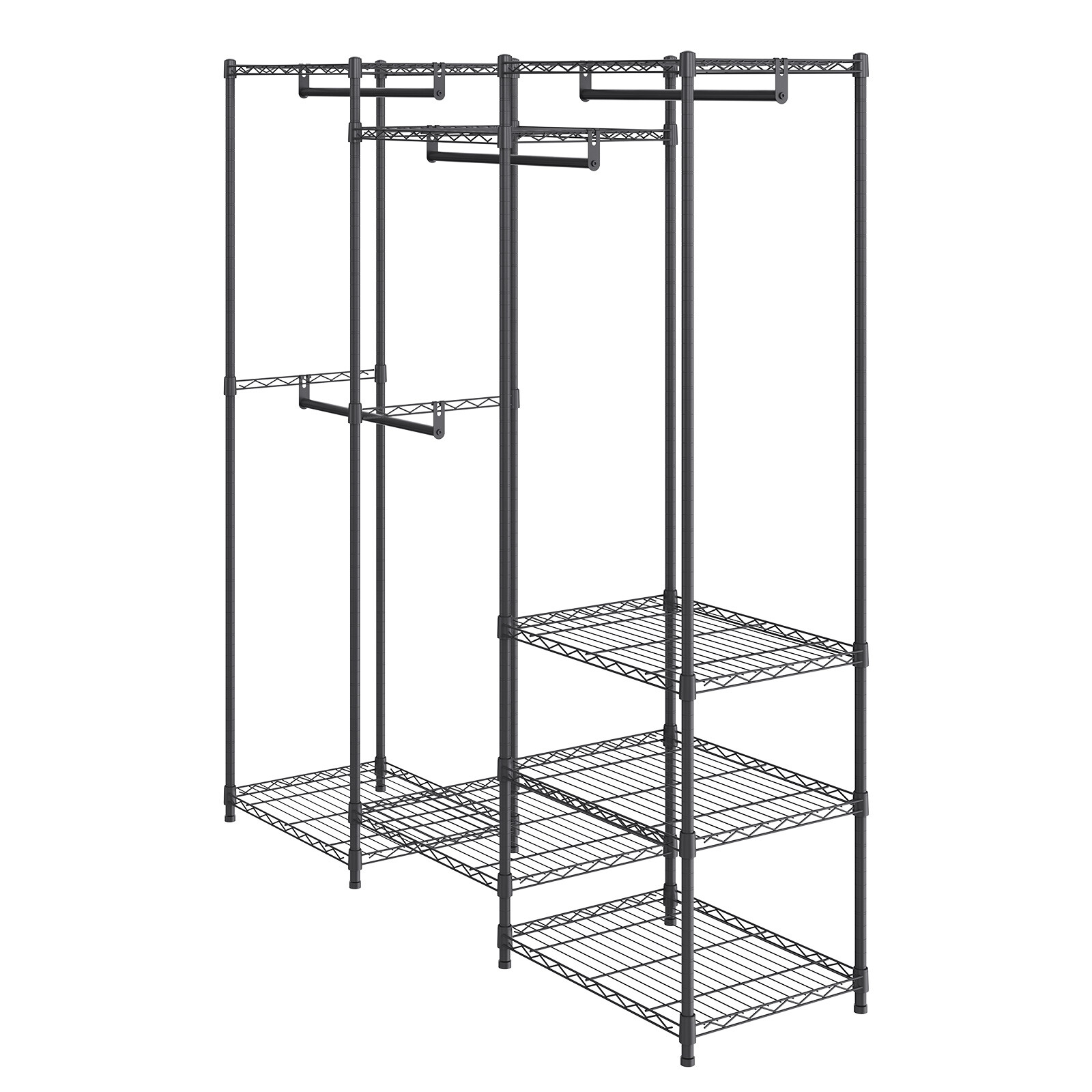 VEVOR Clothes Rack Rolling Clothing Garment Rack 4 Hang Rods & 8 Storage Tiers