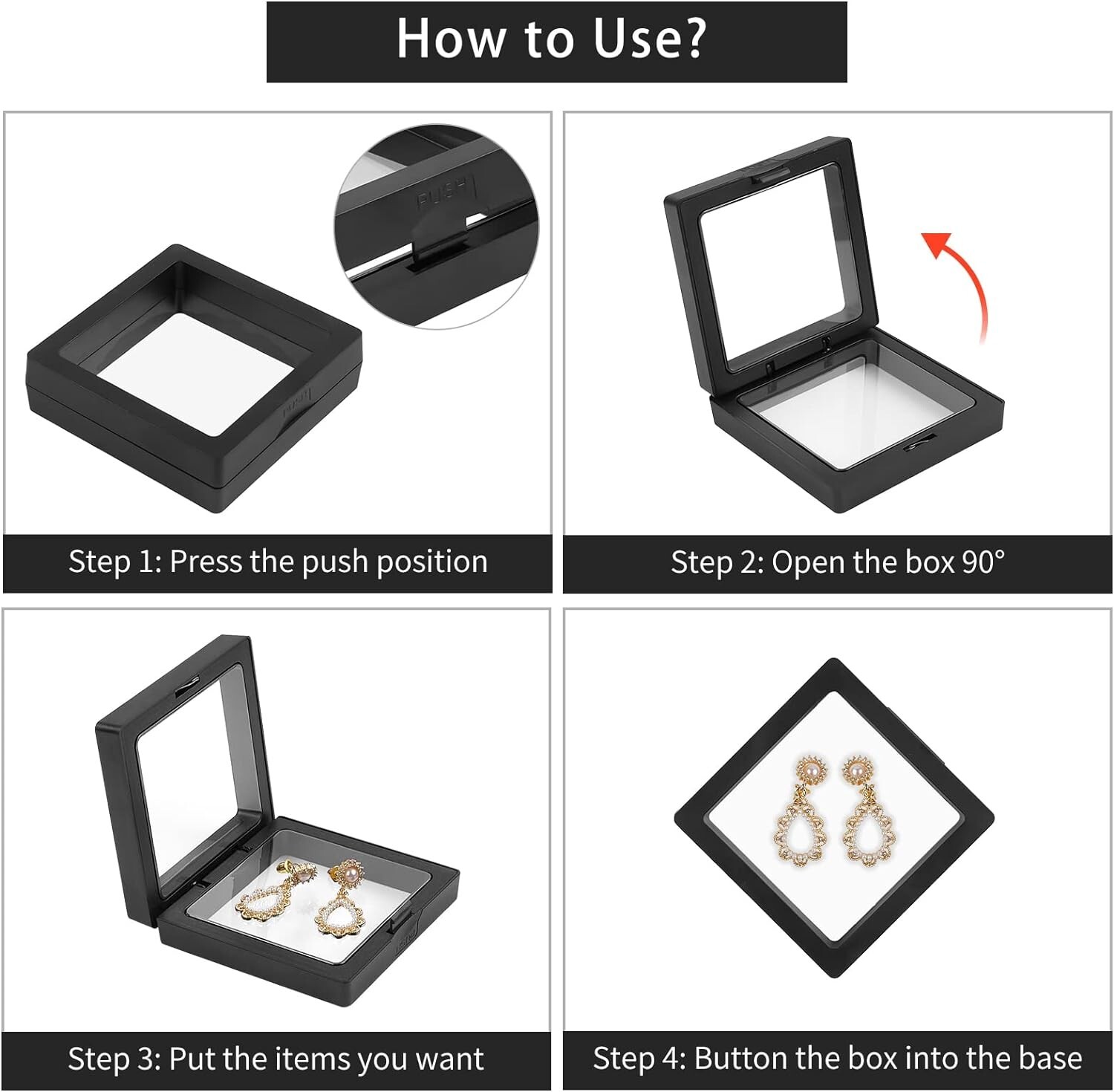 30 3D Floating Case Box Coin Display Frame Stand Holder Jewelry Specimen Collect