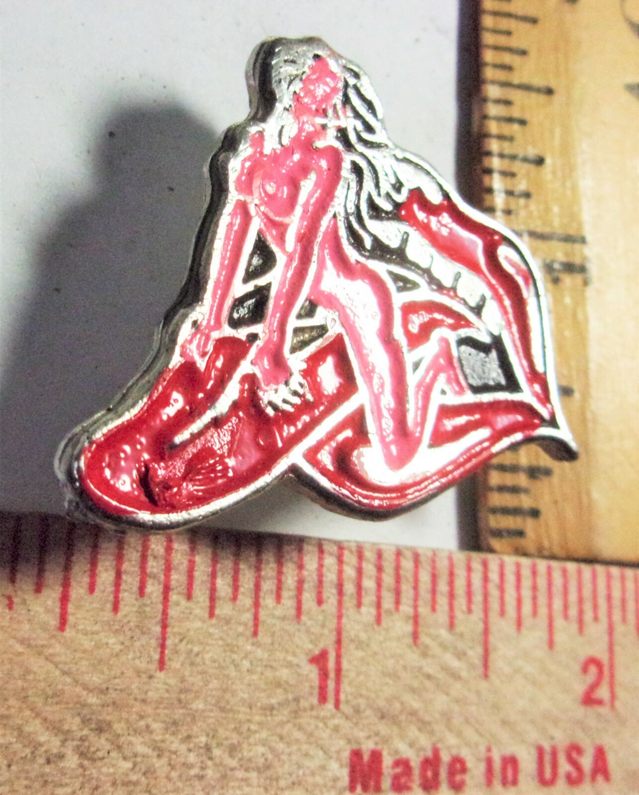 Tongue Rider pin vintage novelty sexual collectible old biker vest hat pinback