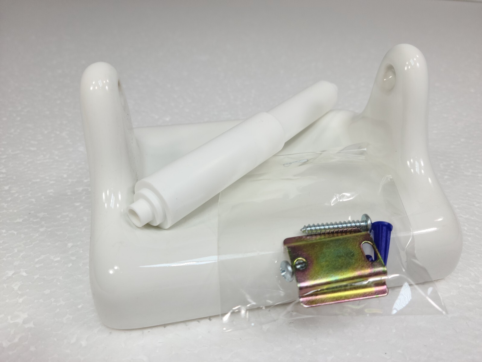 Vintage White Ceramic TP Toilet Paper Holder Screw in Drywall Mid Century Modern