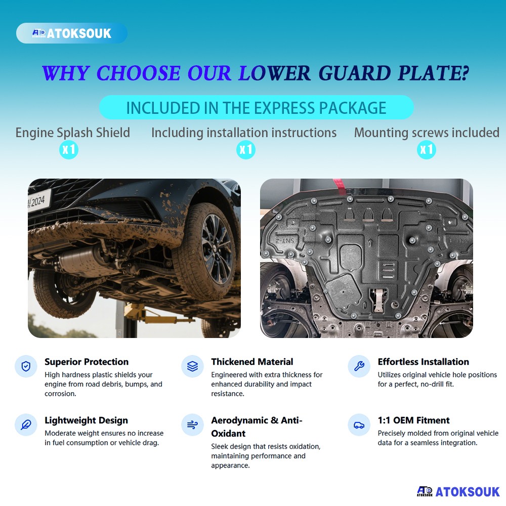 Engine Skid Plate For Hyundai Sonata 2024-2025 Splash Guard Undercarriage shield