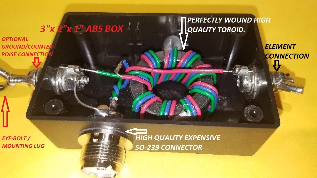 ALL STAINLESS HARDWARE End Fed Dipole 80-6M Portable HF Matchbox.