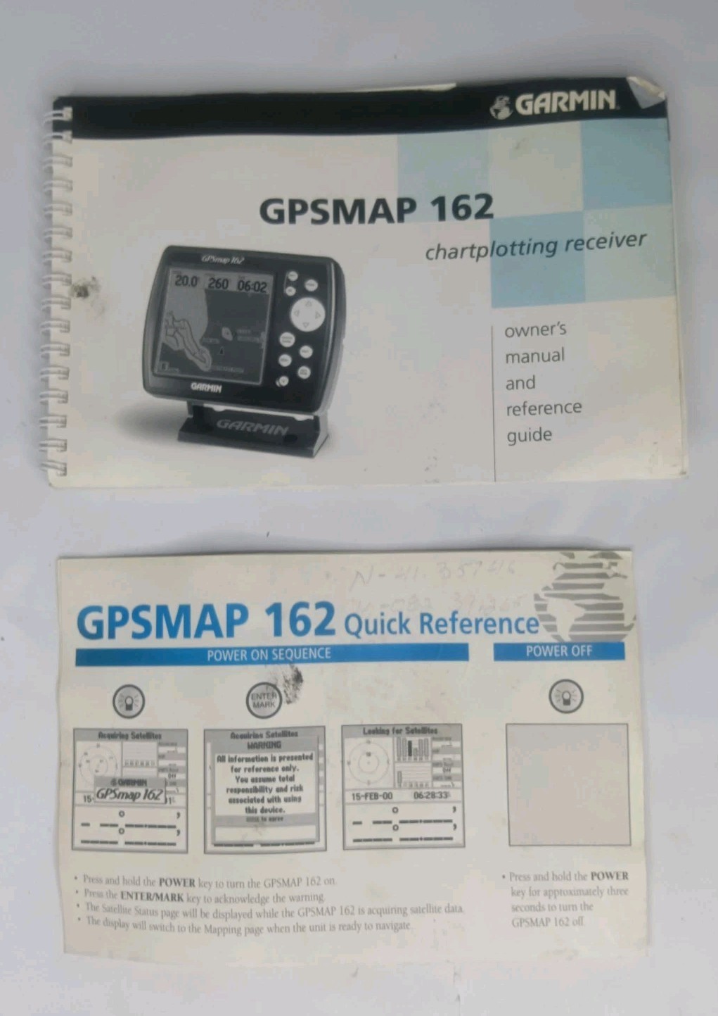Garmin GPSmap 162 Navigator/Chartplotter + External Marine Antenna/Instructions