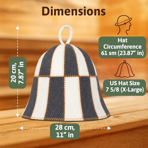Wool Sauna Hat Checkered - Wool Banya Hat Sauna Cap for Men - Sauna Cap for