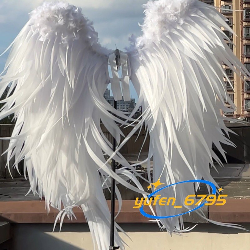 ACGN Exhibition Cosplay Angel Wings Halloween Prop White Feathered Angel Limb