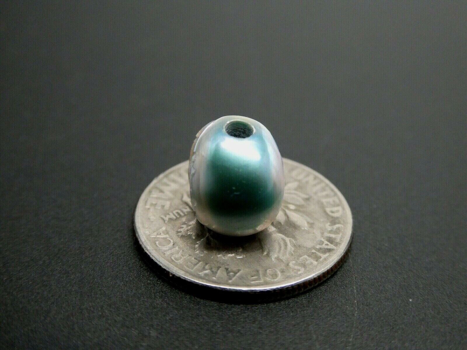 Skull Bead Rare Intricate Detail Hand Carved Blue Genuine Pearl Large Hole Bead