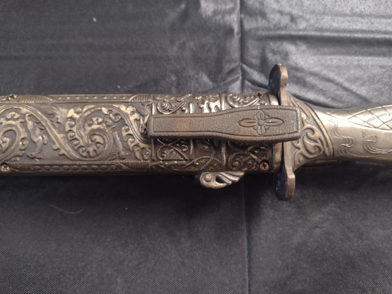 2 Decorative Ornate Brass Handled Dagger Knives with Brass PiggyBack Sheath