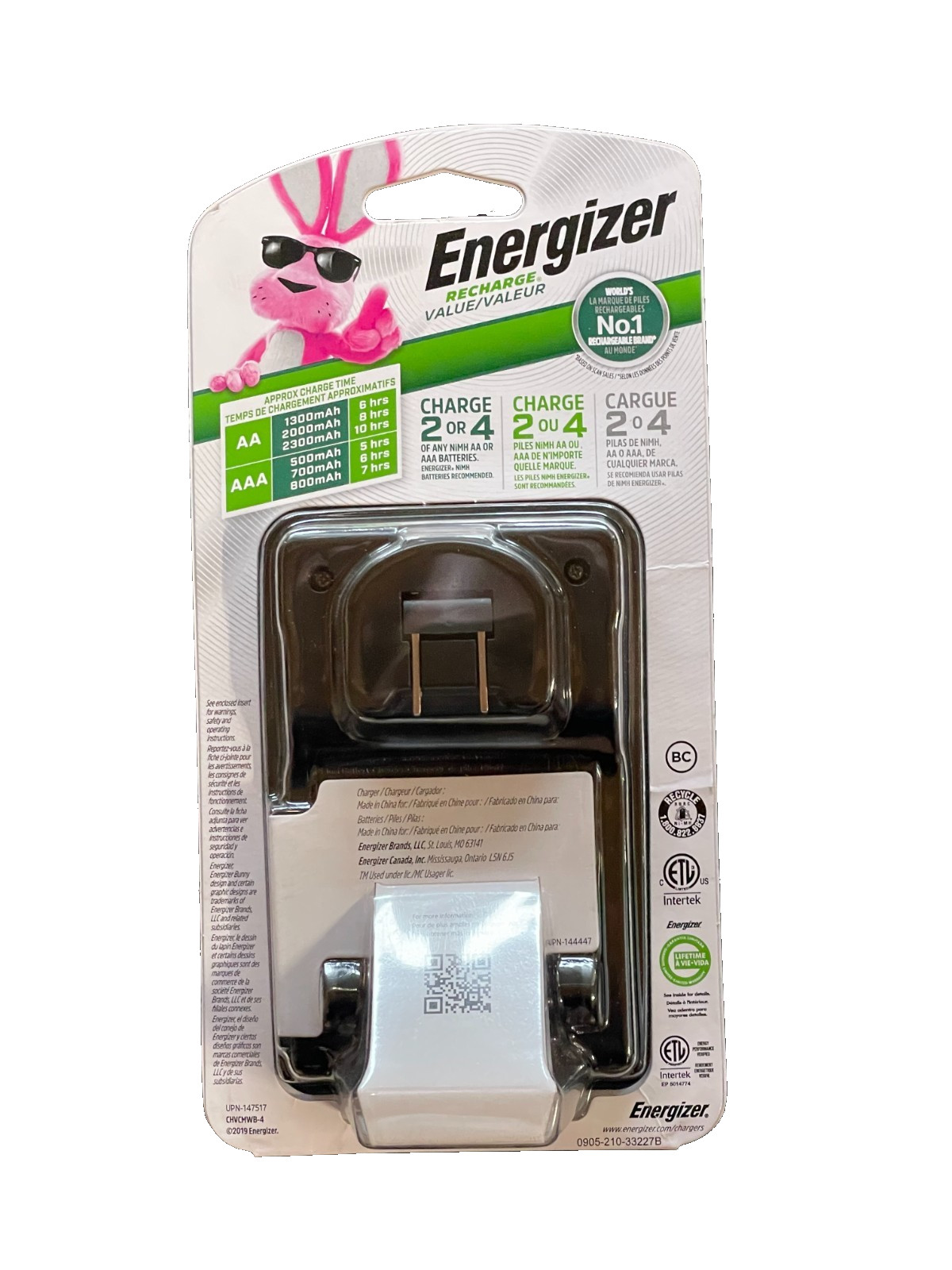 Energizer Rechargeable AA and AAA Battery Charger with 4 AA NiMH Batteries