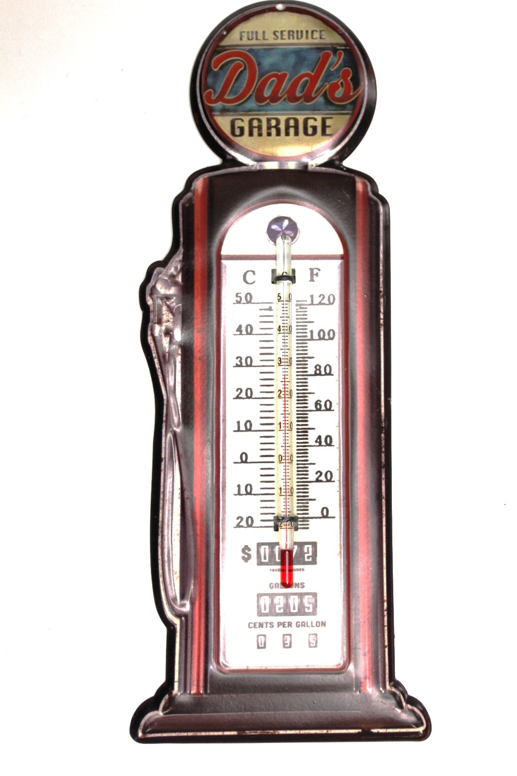 1-DAD'S GARAGE, Indoor And Outdoor Thermometer,Vintage Look Gas Pump, DG-016T
