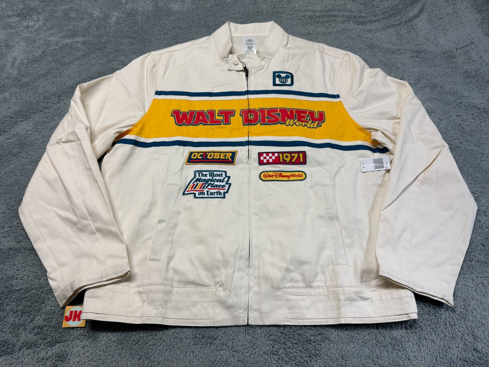 NEW Walt Disney World Racing Jacket Adult Large Racer Embroidered Patches Zip