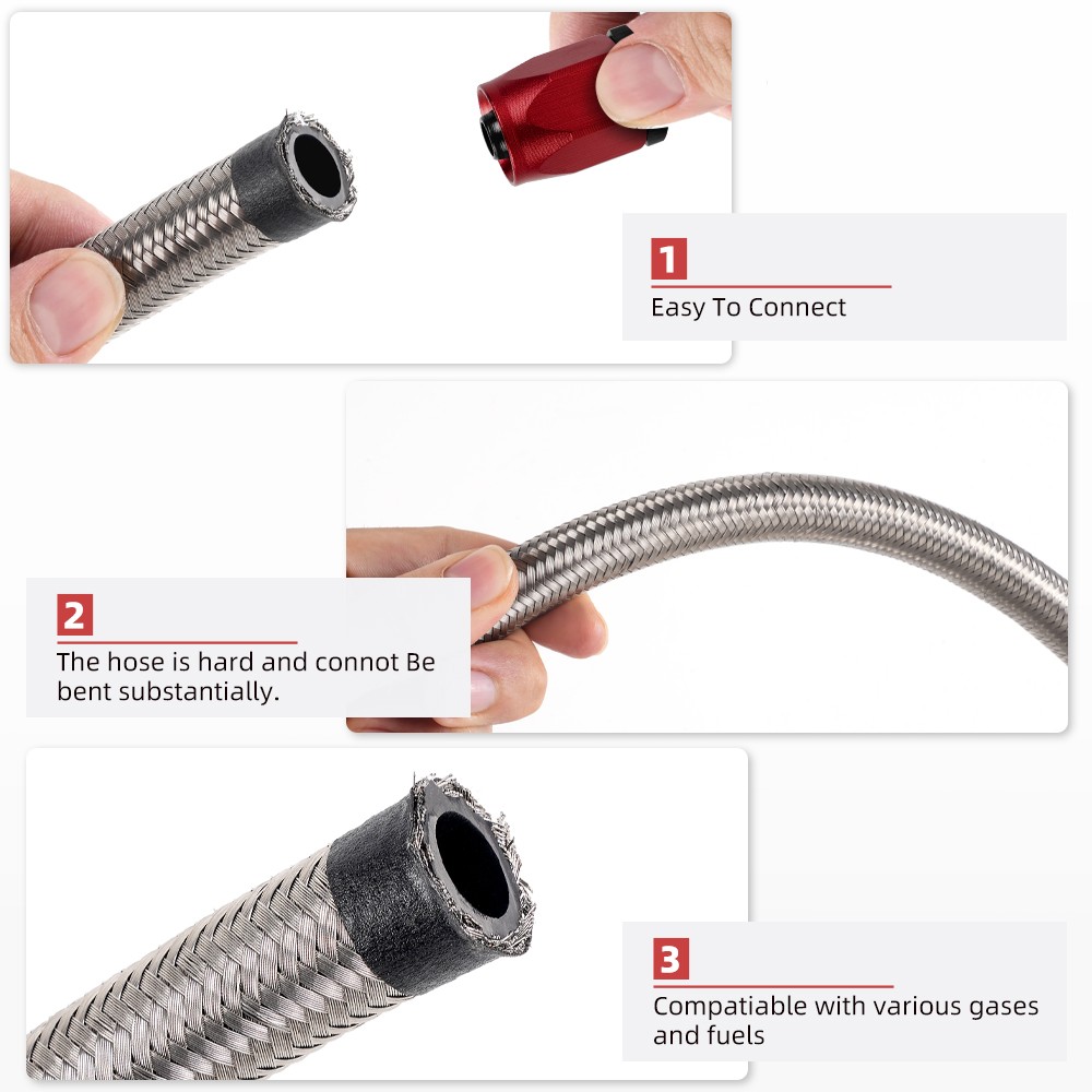 4AN-6AN-8AN-10AN-12AN CPE Fuel Line Nylon & Stainless Steel Braided Fuel Hose