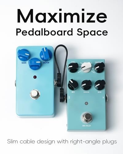 1/3 Pack Guitar Patch Cable Premium 5 Inch Right-Angle 1/4" TS Pedal Board Cable