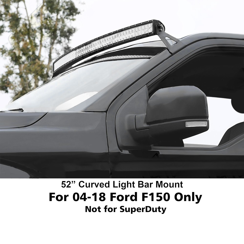For Ford F150 Raptor 52" Curved LED Light Bar Roof Brackets + 4" Pods Wire Kit
