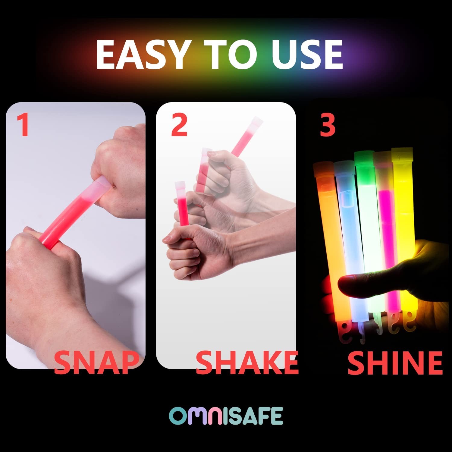 48 Pack 6 Inch Ultra Bright Large Glow Sticks 10 Hr+ Long Lasting Light Sticks