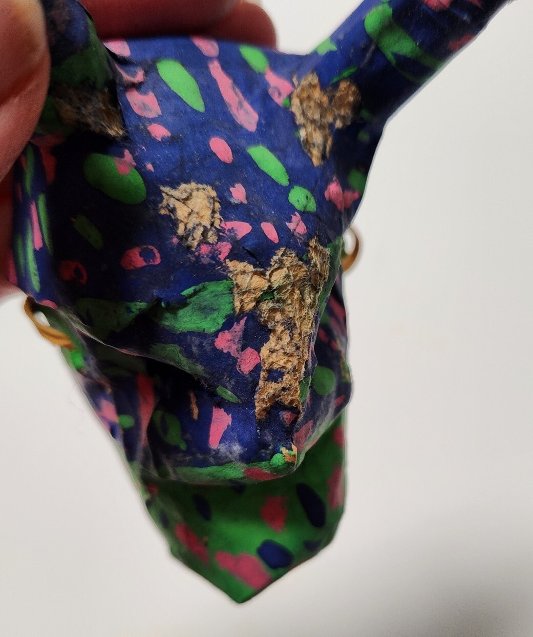 Vintage Artist Made Hand Made Paper Mache Mask Mexico Folk Art