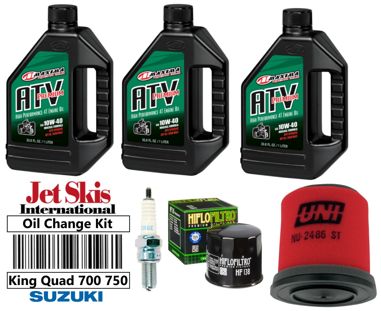 Oil Change Kit NGK Spark Plug Oil & Air Filter for Suzuki LTA 700 750 King Quad
